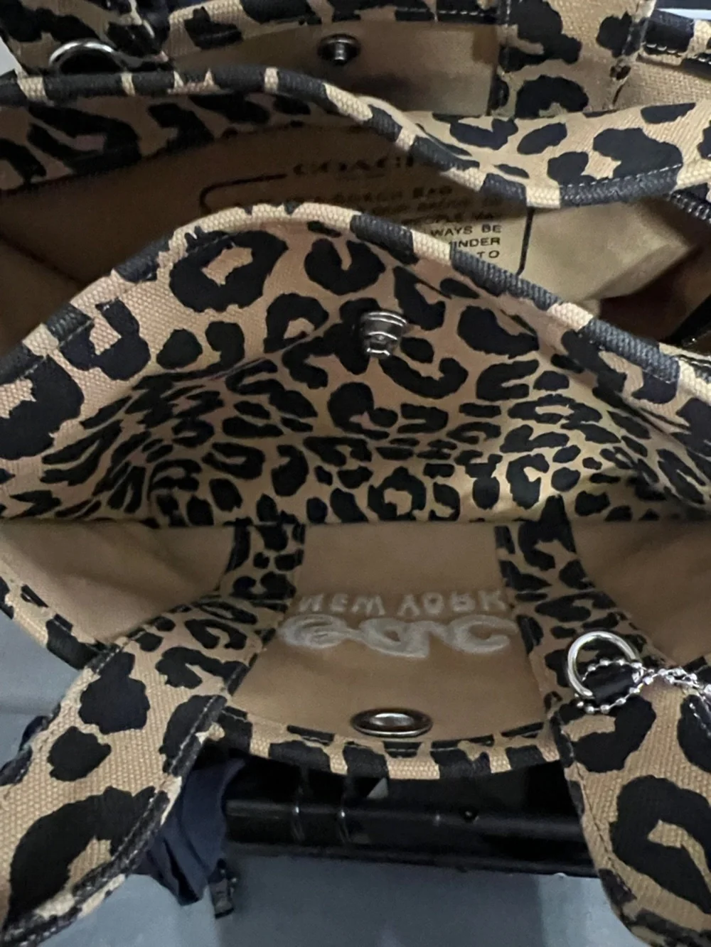 Coach Leopard Large Canvas Tote - Animal Print - Picture 6 of 10